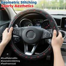 15 Inch Car & SUV Steering Wheel Cover - PU Leather & PVC, Non-Slip Grip, No Inner Ring, Easy Installation, Fits 38cm(15 Inch) O-Shape/D-Shape Steering Wheels, Car Interior Accessory - Multicolor - View 13