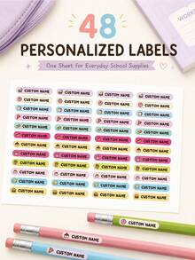 Custom Food Name Stickers, Personalized Label Set, Cute Cartoon Pen Stickers, Customizable Gift Labels, Customizable Planner Decoration, Birthday Gift, Personalized Stickers, Name Stickers, Gift For Family And Friends - Style B - View 8