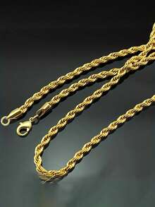 1pc Elegant Chain Necklace Men's Wedding Anniversary Accessory Gift - Gold - View 7