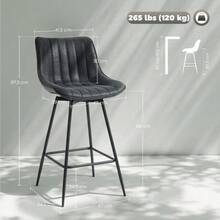 Set Of 2 Bar Stools, 68 Cm Swivel Counter Stools With Backrest For Kitchen Island, Dining Room - 黑色 - 查看 3
