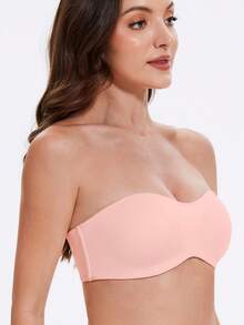 MELENECA Women's Strapless Bra For Large Bust Minimizer Unlined Bandeau With Underwire - Dusty Pink - View 5