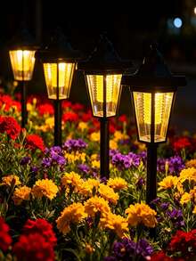 1pc Outdoor Solar Powered Hexagon Garden Light, Waterproof Outdoor LED Decorative Hanging Light, Suitable For Yard, Patio, Garden, Porch, Villa, Balcony, Holiday, Rustic Style Courtyard Landscape Decoration - Multicolor - View 3