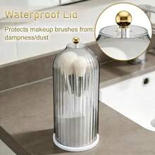 Hot Selling Dust‑Proof 360° Rotating Storage Organizer With Transparent Sliding Lid, Large Multi‑Compartment Countertop Caddy For Toothbrushes Toothpaste Makeup Brushes, Multi‑Scene Household Decor, Ideal Practical Home Gift - White - View 8