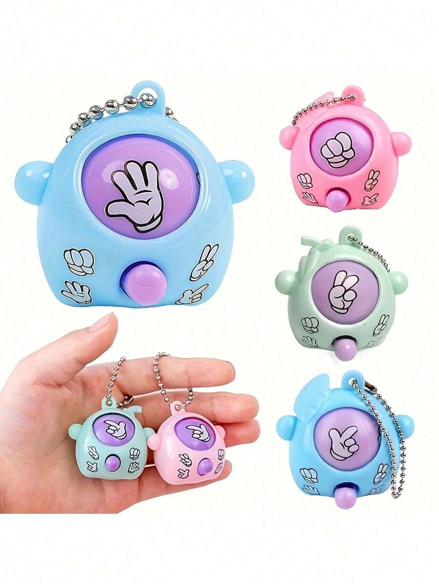 Mini Rock Paper Scissors Game Keychain, Finger Puzzle Game Keychain, Automatic Pattern Changing Keychain, Party Favor, Small Gift Bag Filler, Carnival Reward Gift, Birthday Party Favor, Assorted Colors