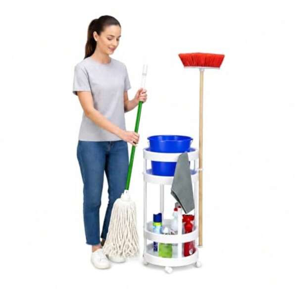 Italhome Carrito para Productos De Limpieza Caddy 4 Niveles