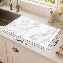 1 pieza Alfombrilla de secado de cocina de tierra de diatomeas con patrón de mármol blanco y dorado, alfombrilla de secado rápido y antideslizante para cafetera y platos, adecuada para encimera de cocina y mesa de comedor - Multicolor - Ver 9