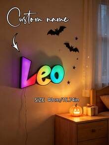 1pc Personalized 3D Printed LED Name Sign, Custom Desktop Letter Lamp, 20cm Warm Light Name Plaque, Fashionable Bedroom Desktop Decor, Customizable Text Design, Exquisite Home Decoration Light, Suitable For Celebrations, Room Arrangement, Desktop Display, Adding Soft Lighting And Unique Atmosphere To The Space - Black - View 12
