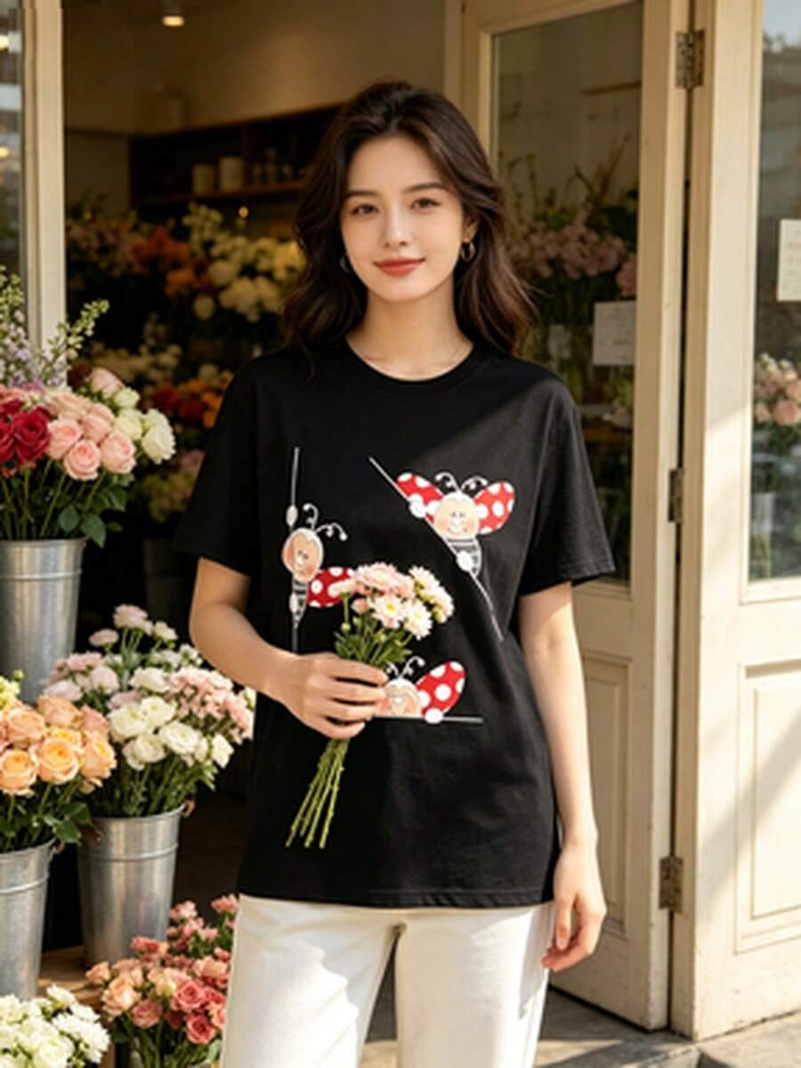 Women T-Shirts - 黑色 - 查看 1