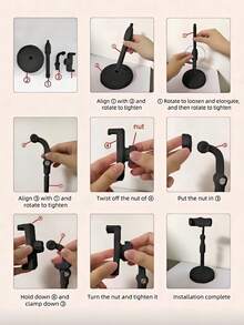 Adjustable Height Rotating Phone Stand Waterproof Abs Desktop Holder Suitable For All Models Used For Live Streaming Photography Video Recording For Office Room Decor Home Bedroom Back To School Dormitory Holiday Vacation Travel Essentials - Multicolor - View 6