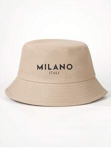 1 buah Topi Ember Unisex Motif Huruf MILANO, Cocok Untuk Perjalanan Luar Ruangan, Liburan Pantai, Perlindungan Matahari, Liburan dan Paduan Mode Kasual, Hadiah Liburan Terbaik - MultiWarna - View 6