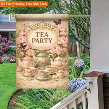 2D Flat Print Garden Flag 1pc, Tea Party Decor Garden Flag - Single-Sided Printed Outdoor Decoration, Suitable For Home And Garden, Holiday Decoration, Durable Polyester, 11.8X17.7 Inches, Flag Pole Not Included - A - View 7