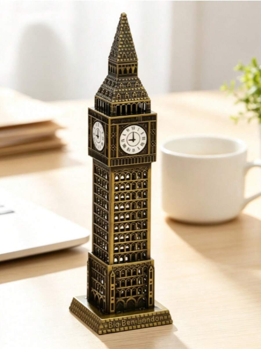1pc 2D London Big Ben Acrylic Decorative Ornament, Landmark Building Decoration, Elegant Architectural Decor, Home And Office Decoration, Suitable For Wedding And Banquet Occasions, Wedding Gift, Unique Housewarming And Home Room Decor - A - View 1