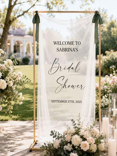 Personalizovani providni čipkani baner za pozadinu žurke, viseći dekor od tila, pogodan za rođendanske zabave, venčanja, veridbe, bridal shower i proslave u bašti na otvorenom. Rustični vintage stil sa prilagodljivim štampanim tekstom, lagani višekratni baner od tila i čipke, za ulaz na žurku, foto pozadinu i dekoraciju luka, sa mekim belim čipkastim ivicama