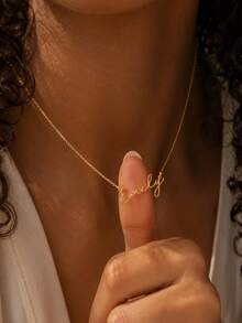 Kalung Nama Kustom, Kalung Nama Tulisan Tangan yang Dipersonalisasi, Perhiasan Minimalis dari Baja Tahan Karat, Cocok untuk Pemakaian Sehari-hari, Pesta, Ulang Tahun, Hari Jadi, Hadiah Natal untuknya - Multiwarna 1 - View 1