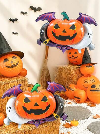 1/2pcs Halloween Pumpkin Elf Balloon, Suitable For Halloween Party, Outdoor Store Entrance Party Decoration, Trick Or Treat, Scary Pumpkin Atmosphere Decoration Supplies
