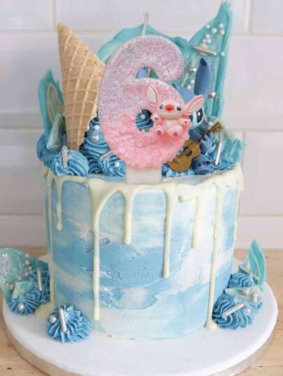 Disney Velas de Número de Cumpleaños Lilo & Stitch Angel, Números 0-9 con Brillo Rosa 3D de Dibujos Animados Stitch, Adorno para Pastel de 2.95 Pulgadas Lindo y Brillante para Niños Niñas Baby Shower Fiesta de Cumpleaños con Tema de Luau Hawaiano, Suministros de Decoración para Pastel, Empaquetado en Bolsa OPP