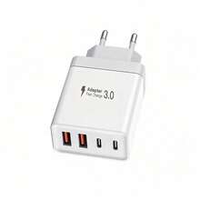 EU Plug Type C/E/F (220-240V) Fast Charging Wall Charger 55W Super Fast Charger 2 USB-A + 2 USB-C, Optional 3.3ft USB-C To USB-C/USB-C To Lightning/USB-A To USB-C/USB-A To Lightning Fast Charging Cables. Multiple Cable Configurations Available, Fully Compatible With MacBook 17/16/15/14/13/12 Series And Galaxy S25/S24/S23/S22 Series. Suitable For Home, Office And Travel Memorial Day Summer Kickoff - EU C Type Plug(220-240V) - View 12