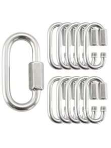 Konektor Cepat Rantai Baja Tahan Karat, Carabiner Oval Pengunci Ulir Tugas Berat, Perangkat Keras Penghubung Rantai Tahan Lama, Cocok untuk Pemasangan Hammock, Berkemah, Mendaki, Perakitan Peralatan Luar Ruangan, dan Aksesori Penghubung Perangkat. - MultiWarna - View 2