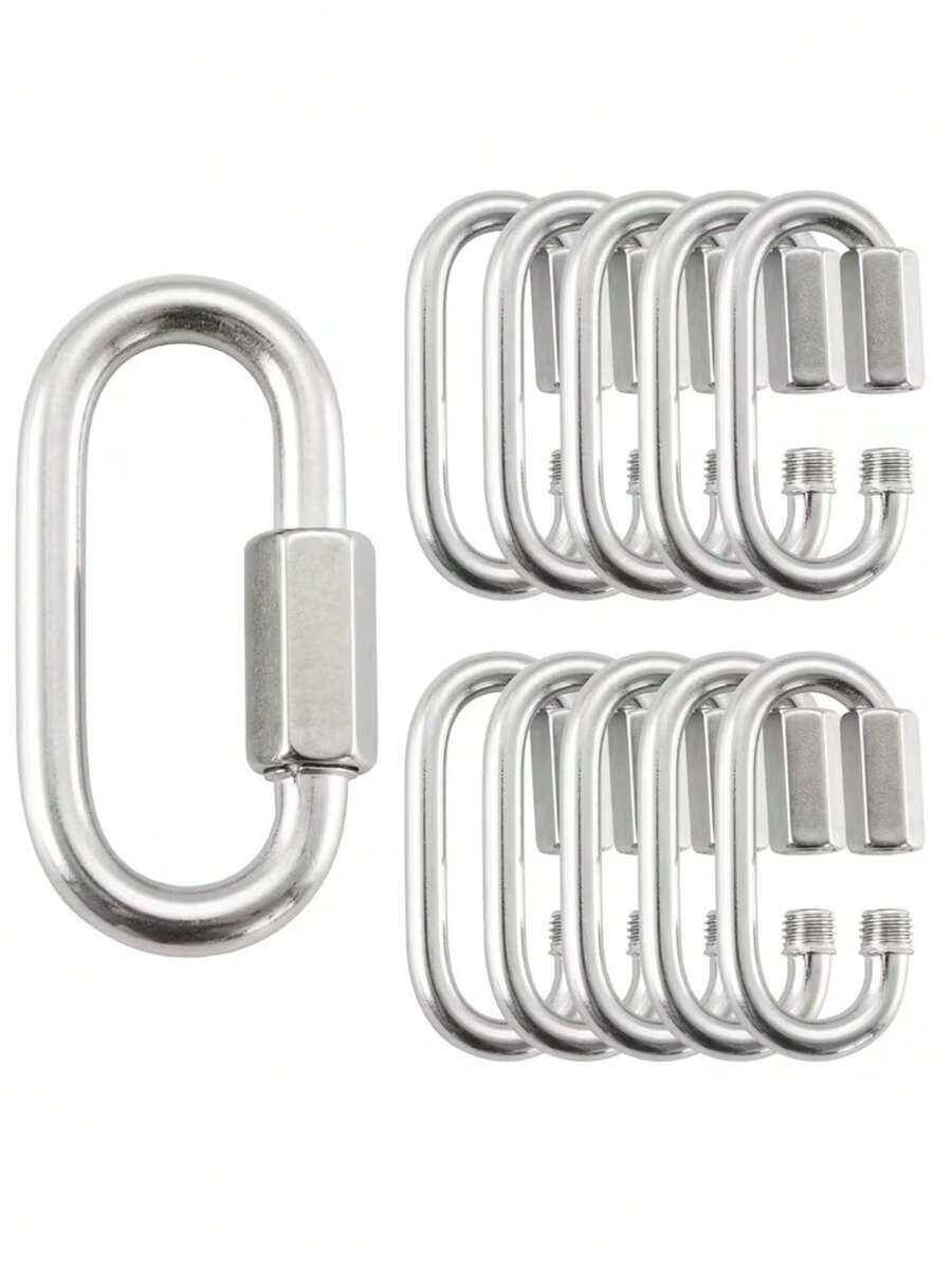 Konektor Cepat Rantai Baja Tahan Karat, Carabiner Oval Pengunci Ulir Tugas Berat, Perangkat Keras Penghubung Rantai Tahan Lama, Cocok untuk Pemasangan Hammock, Berkemah, Mendaki, Perakitan Peralatan Luar Ruangan, dan Aksesori Penghubung Perangkat.