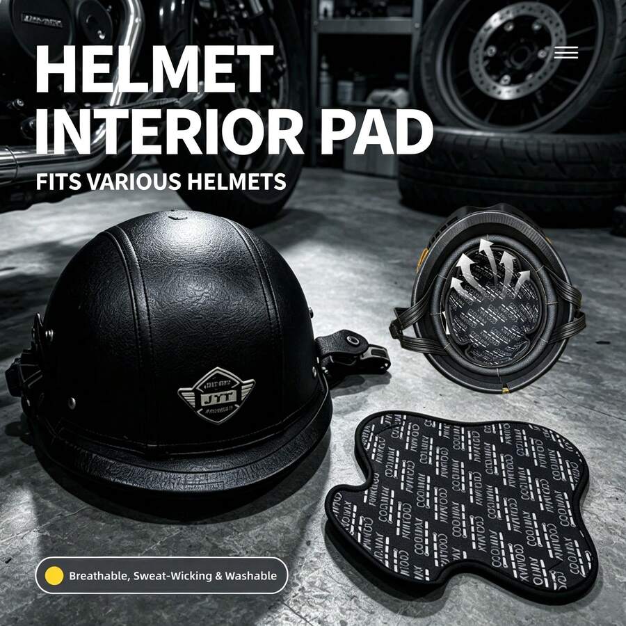 1pc Universal Detachable Helmet Inner Lining Pad - Black - View 1