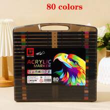 24/80 Colors Acrylic Marker Pens, Suitable For Scrapbooking, Black Paper, Stone Painting, Ceramics, Glass, Wood, Fabric, Canvas Cups And DIY Crafts Professional Use, Multi-Functional Art Tool - Multiple Styles - View 12