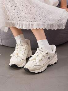 Skechers Women's D'LITES Series Fashion Lace-Up Sports Casual Shoes, 26 Summer Easy Daily Travel Sports Casual Shoes 150863-NTBK - Natural/Black - View 5