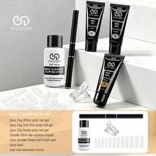 7件組 15ml 聚合物延伸凝膠美甲套組 透明白色粉色 凝膠美甲片 UV 凝膠指甲片模具 壓克力美甲凝膠片 刷具套組 含20件美甲延伸模具 - 彩色 - 查看 2