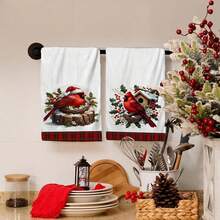 2/4/48pcs Christmas Series North American Cardinal Pattern Printed Kitchen Towels - Super Soft, Highly Absorbent Polyester Dish & Hand Towels, Perfect For Holiday Decor, Kitchen Decor, Party Decor. - Multicolor - View 10