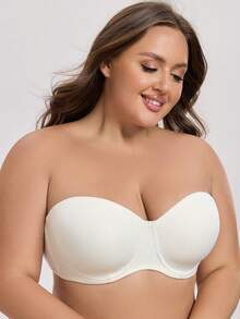 MELENECA Women's Strapless Bra For Large Bust Back Smoothing Plus Size With Underwire - Beige - View 7