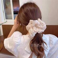 Jian Xiao French Style Gentle Polka Dot Oversized Scrunchie Pearlescent Gradient Elegant Bun Hair Tie Ponytail Hair Accessory - Multicolor - View 3