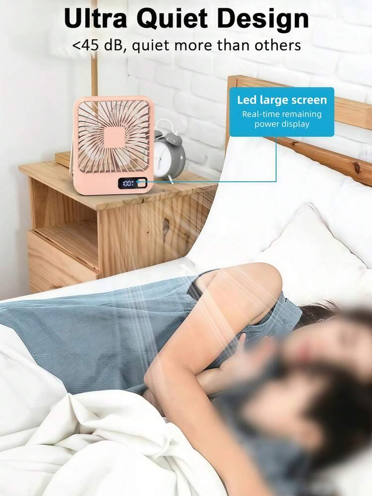 1PC 5-Speed 180° Foldable Desk Fan, Desktop & Hanging Dual Use, Quiet USB Rechargeable, Multi-Angle Airflow For Home, Office & Outdoor - 彩色 - 查看 8
