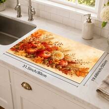 1pc Autumn Apple Harvest Pattern Diatomaceous Earth Kitchen Drain Mat, Quick-Drying Absorbent Non-Slip Dish Drying Mat & Coffee Machine Mat, Suitable For Kitchen Countertop, Dining Table And Thanksgiving Home Decor - Multicolor - View 12