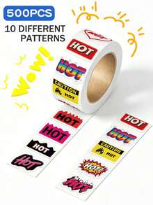 500Pcs Roll Pop Art HOT Carnival Roll Stickers, Colorful Music Festival Self Adhesive For Planner Journal Stationery Water Bottle Laptop Gift Box Luggage Stationery Labels Aesthetic Decor Birthday Gift For Music Lovers Office Workers - 1 Set - View 8