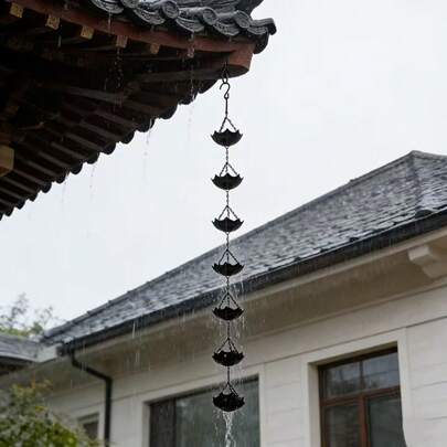 High-Quality Metal Rain Chain, Suitable For Outdoor Roof Drainage, Decorative Rainwater Drainage Chain, Suitable For Garden, Patio, Balcony And Eaves