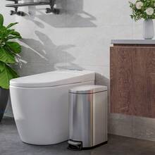 Slim 10L  Metal Bathroom Trash Can With Lid – Step-On Pedal, Soft Close, Removable Inner Bucket, Odor Control – Appropriate For Bedroom, Kitchen, Office - C - View 4