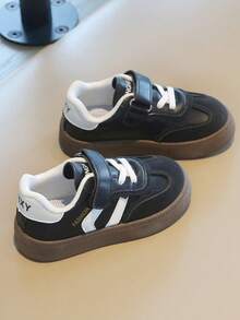Kids Vintage Training Shoes Spring Autumn New Style Unisex Toddler Hook And Loop Leather Upper Waterproof Soft Sole Casual Sneakers - Black - View 5