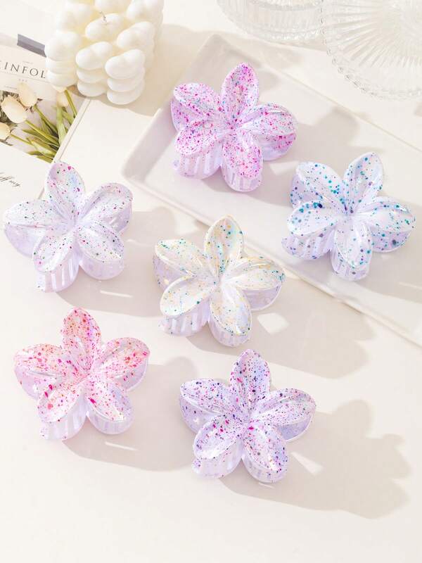 3/6pcs Dual-Color Polka Dot Snowflake Large Egg-Shaped Hair Claw Clips, Strong Grip Non-Slip, Suitable For Thick Hair Women, Autumn/Winter Daily Commute Party Beach Vacation Hair Accessories