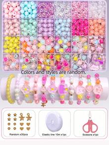 Buntes Perlen-Set mit Pentagramm-Spacer-Perlen, handgefertigtes DIY-Perlen-Armband-, Ohrring- und Halsketten-Set, geeignet für Schmuckherstellung, Feiertagsgeschenk für Familie, Freunde, Mitschüler, Lehrer [zufällige Farbe und Stil] - Verschiedenfarbig - Übersicht 10