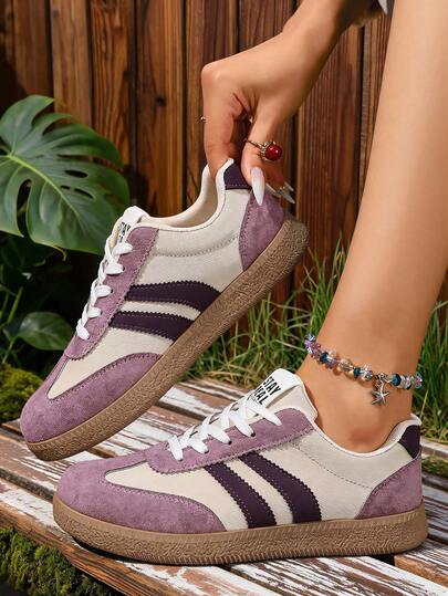 NOBLEARL 1 Pair Casual Sneakers, Lace-Up Soft Sole Comfortable Student Shoes, Versatile