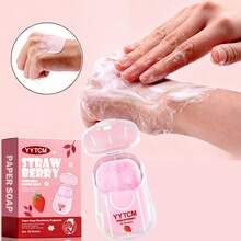 YYTCM Strawberry Scented Portable Soap Sheets 50pcs With Mini Flip-Top Storage Box, Disposable Hand Soap Paper For Travel, Outdoor, Commuting, Gentle And Easy To Rinse - Strawberry - View 11