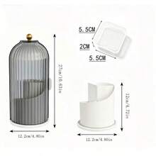Hot Selling Dust‑Proof 360° Rotating Storage Organizer With Transparent Sliding Lid, Large Multi‑Compartment Countertop Caddy For Toothbrushes Toothpaste Makeup Brushes, Multi‑Scene Household Decor, Ideal Practical Home Gift - White - View 5