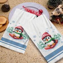 2/4/48pcs Christmas Series Ski Penguin Pattern Printed Kitchen Towels - Super Soft, Highly Absorbent Polyester Dish And Hand Towels, Perfect For Holiday Decor, Kitchen Decor, Party Decor - Multicolor - View 6
