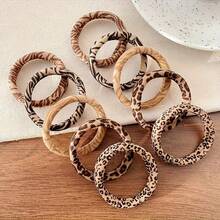 5/10pcs Classic Leopard Print Elastic Hair Ties, Skin-Friendly Elastic Fabric, No-Damage Hair Bands, Suitable For Travel, Makeup And Daily Wear - Multicolor - View 11