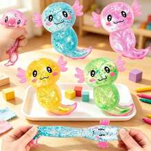 Coconut Oil Glitter Axolotl Squishy Toy, Maltose Filled Transparent Amphibian Slow Rebound Stretchable Squeeze Toy, Malleable Tactile Stress Relief Toy, Random Color, Suitable For Boys And Girls Classroom Rewards, Party Favors And Anxiety Relief - Multicolor - View 7