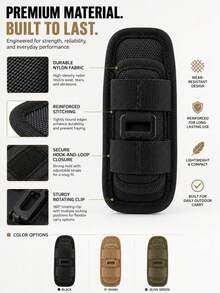 1pc Tactical Flashlight Pouch With Rotatable Flashlight Holder, Equipped With Belt Clip And 360 Degree Mounting Engineering Fastener - Multicolor - View 8
