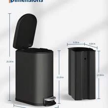 Slim 10L  Metal Bathroom Trash Can With Lid – Step-On Pedal, Soft Close, Removable Inner Bucket, Odor Control – Appropriate For Bedroom, Kitchen, Office - B - View 3