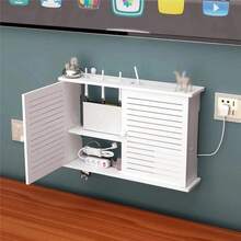 Wireless Wifi Router Storage Boxes Wooden Box Cable Power Plus Wire Bracket Wall Hanging Plug Board Storage Shelf S - View 3