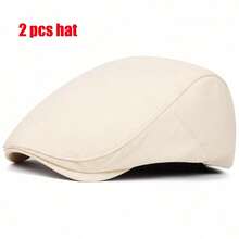 2 Pcs Vintage Black Flat Cap Men Women Retro British Style Newsboy Hat Dark Academia Aesthetic Woolen Ivy Cap Casual Smart Beret Hat - LFY - View 12
