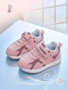 Girls' Mesh Breathable Sports Shoes, Baby Hook And Loop Soft Sole Functional Shoes, Children's Anti-Slip Lightweight Walking Casual Shoes - Pink - View 1