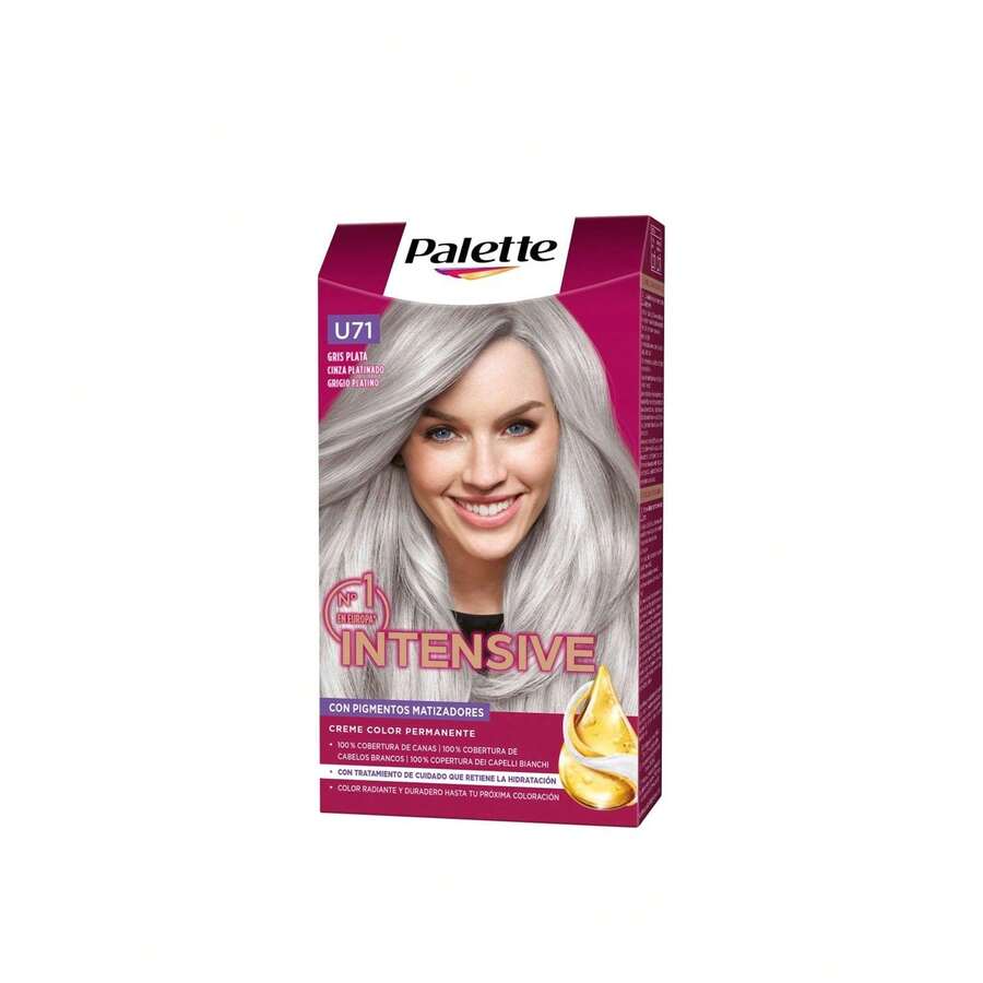 Schwarzkopf شوارزكوف باليت صبغة شعر دائمة كريمية مكثفة U71 رمادي فضي - صبغة دائمة للشعر، لون مشع - شفاف - مشاهدة 1